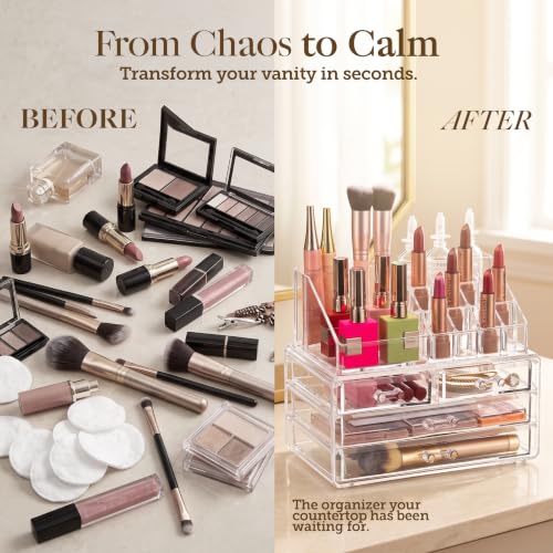 Masirs Clear Makeup Organizer with 4 Drawers 16 Comp | All Products - Image 7