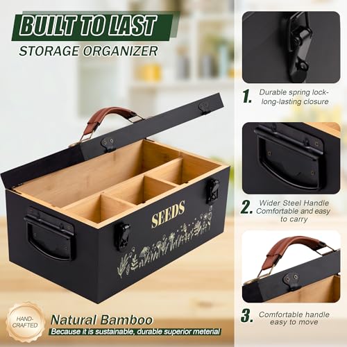 Large Seed Storage Organizer Box with Handle, Bamboo Seed - Image 4
