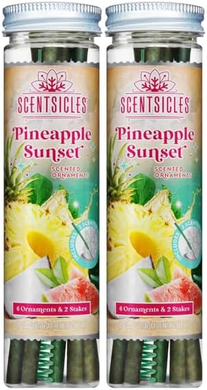 Scentsicles Pineapple Sunset Scented Sticks with 2 Scenter Stakes - 2 Bottles (12 Sticks Total) Christmas Ornaments