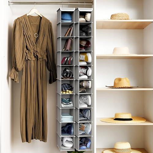 Simple Houseware 2 Pack 10 Shelves Hanging Shoe Organizer, Gray - Image 8