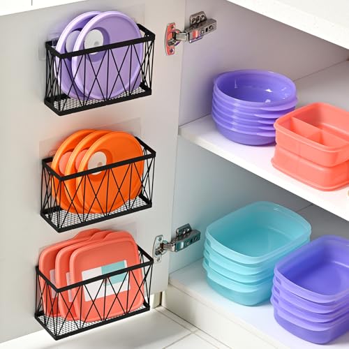 3 Pack Cabinet Organizer - Adhesive Lid Organizer Slim Space Wall - Image 2