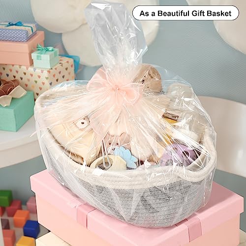 4 Pack Small Woven Basket with Handles, Cotton Rope Room Shelf - Image 3