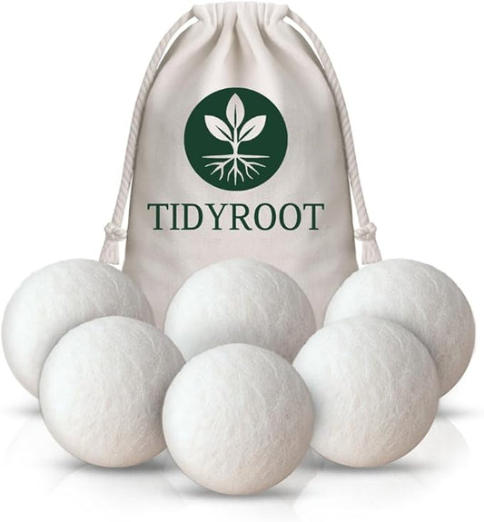 Premium XL Wool Dryer Balls - 6 - Pack 100% New Zealand Wool, Reusable Fabric Softener for 1000+ Loads | Eco-Friendly and Chemical-Free | Reduces Wrinkles and Drying Time - White