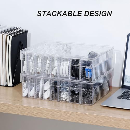Large Cord Storage Box with Lid, Clear, Wire Ties Included - Image 5