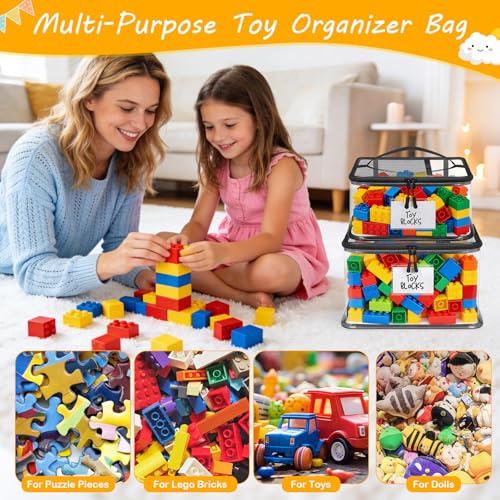 6 Mixed Pack Large Toy Storage Bags, Clear Toy Organizer - Image 6