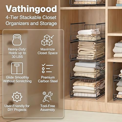 4-Tier Stackable Closet Organizer and Storage Shelves - Image 6