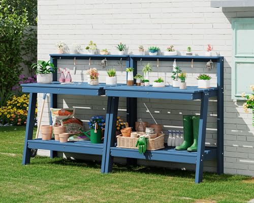 SERWALL 3-Tier Outdoor Potting Bench with Storage,Gardening Table - Image 2