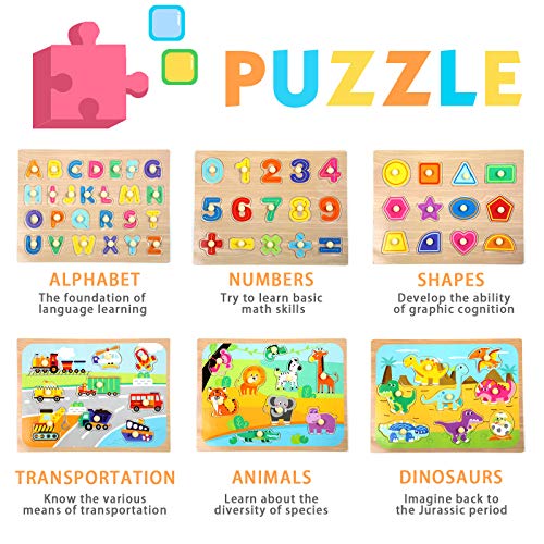 WOOD CITY Toddler Puzzles and Rack Set, Wooden Peg Puzzles - Image 5