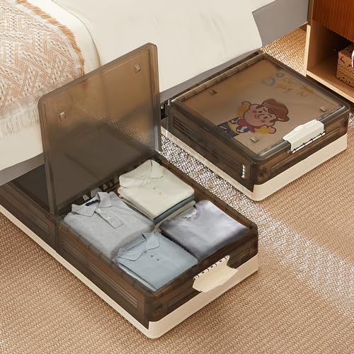 VECELO Under Bed Storage with Wheels, 2 Pack Stackable - Image 2