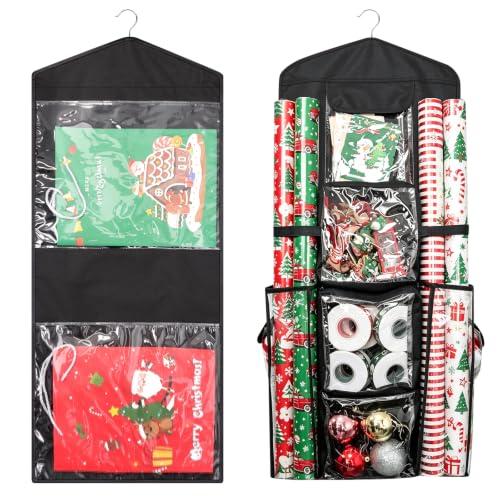 Demao Black Hanging Gift Wrap Storage,Multiple Pockets - Image 2