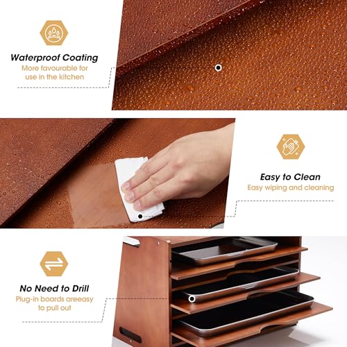 8-Tier Baking Sheet Organizer for Cabinet, 17 x 12 x 14 in Wooden - Image 6