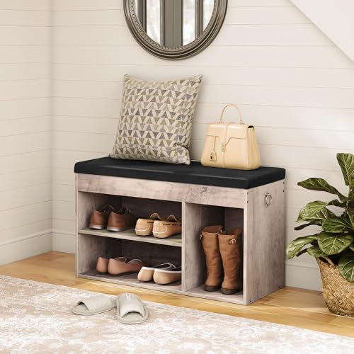 HOOBRO Shoe Storage Bench with Cushion, 32.3" Entryway Bench - Image 3