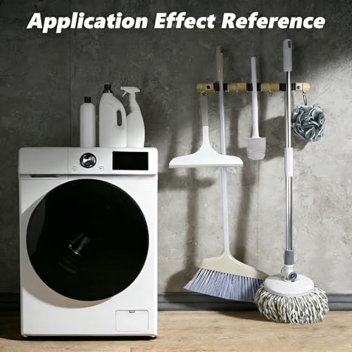 3 Racks and 4 Heavy Duty Hooks Mop and Broom Holder Wall - Image 6