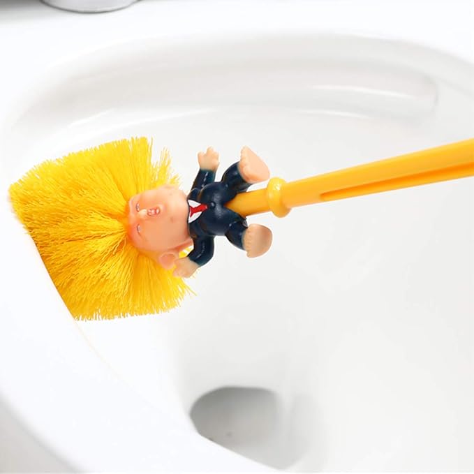Toilet Brush and Holder Set Cleaner Make Toilet Great Again Funny Toilet Scrubber (Orange Handle)