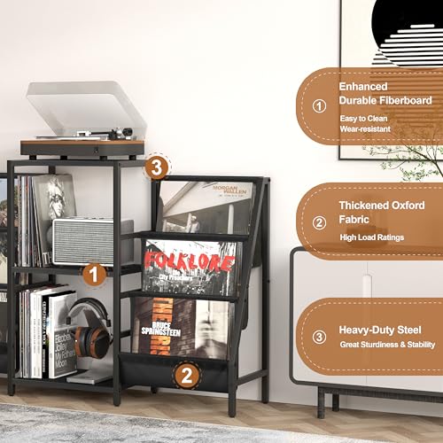 Record Player Stand with Vinyl Storage, Record Player - Image 7