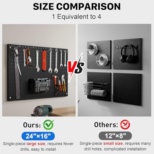 Peg Board, 2 Pack Metal Pegboard Panels Black Pegboards - Image 7