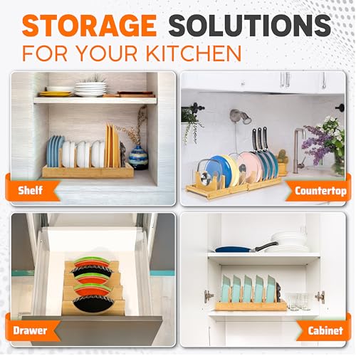 [Adjustable] Bamboo Pots and Pans Organizer Under Ca | All Products - Image 5