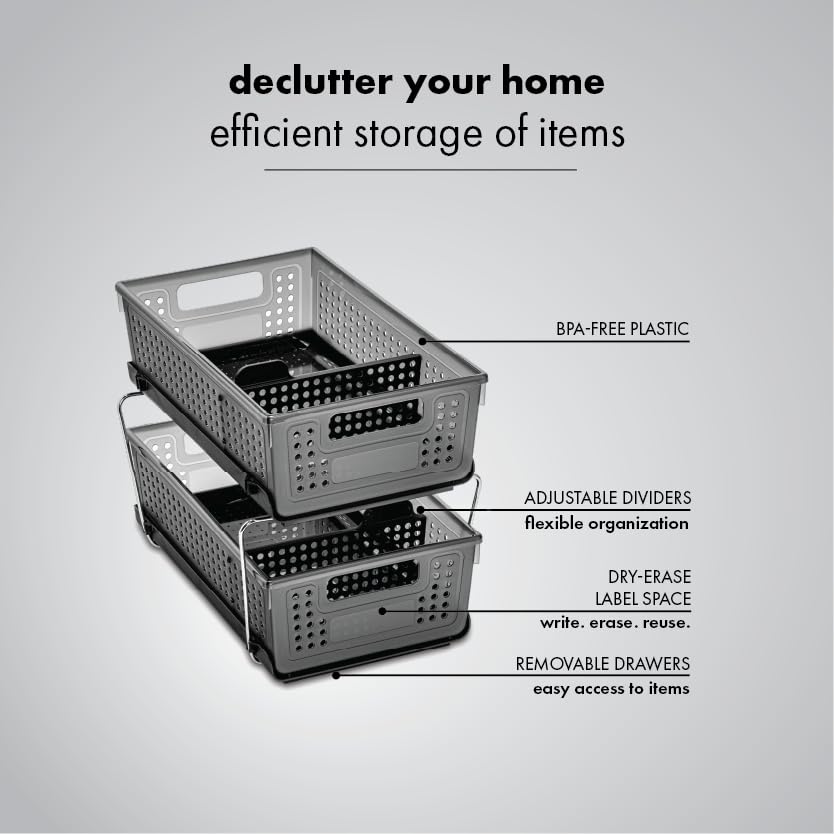 madesmart Two-Tier Under Cabinet Organizer, Sliding Drawer - Image 6