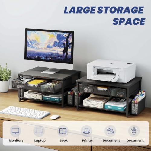Metal Desktop Printer Stand with Storage Drawer & 2 Pen - Image 3