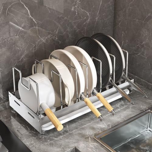 JOWBOOW Pots and Pans Organizer with Drip Tray, 1 Pack - Image 2