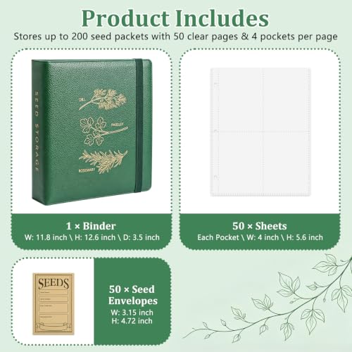 Seed Storage Binder Organizer for 200 Seed Packets 50 Sheets - Image 4