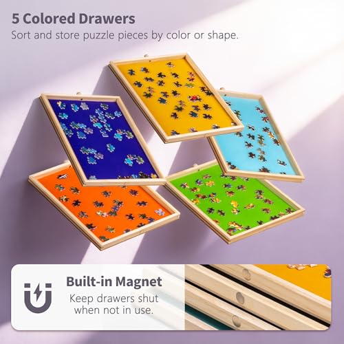 Becko US 1500 Piece Tilting Puzzle Table with 5 Drawers & - Image 7