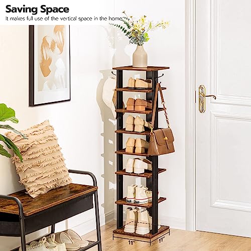 HOOBRO 8 Tiers Vertical Shoe Rack, Wooden Shoe Storage Organizer - Image 5