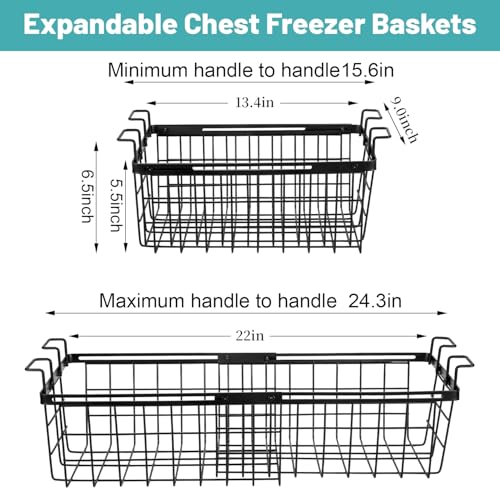 2 Pack Expandable Freezer Organizer Bins, Adjustable Wire - Image 3