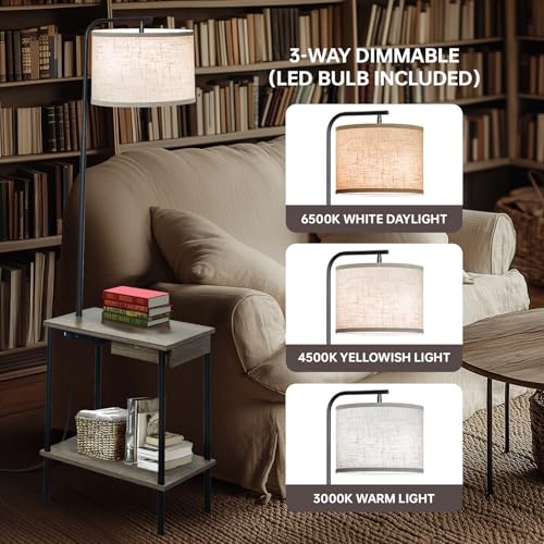 EOEYYOYB Floor Lamp with Table & Drawers, End Table Lamp with USB - Image 3