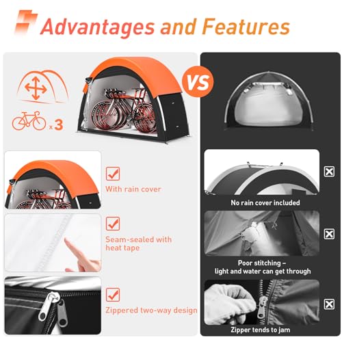 Upgraded Bike Tent with Rain Cover, Outdoor Storage Shed - Image 4