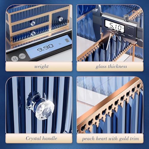 Youdepot Blue Tempered Glass Makeup Organizer - Image 6