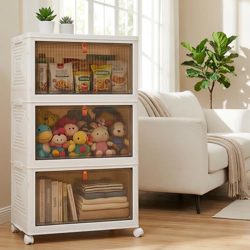 LDQ Storage Bins with Lids, 3 Tier 69QT Stackable Storage Cabinet - Image 5