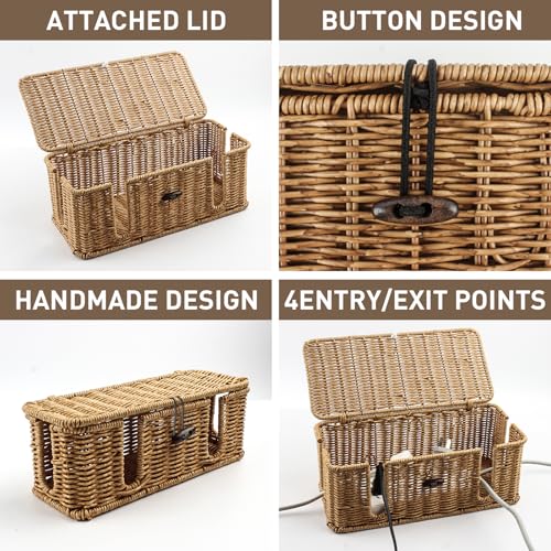 2 Pack Rattan Cable Management Box, Large Cord Organ | All Products - Image 7
