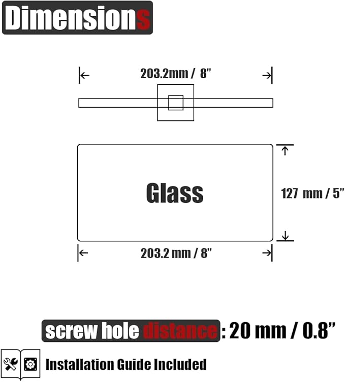 JQK Bathroom Glass Shelf, Tempered Glass Shower Storage 8 by 5 inches, 304 Stainless Steel Champagne Bronze Wall Mount, TGS201L8-CB