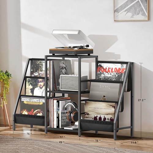 Record Player Stand with Vinyl Storage, Record Player - Image 4