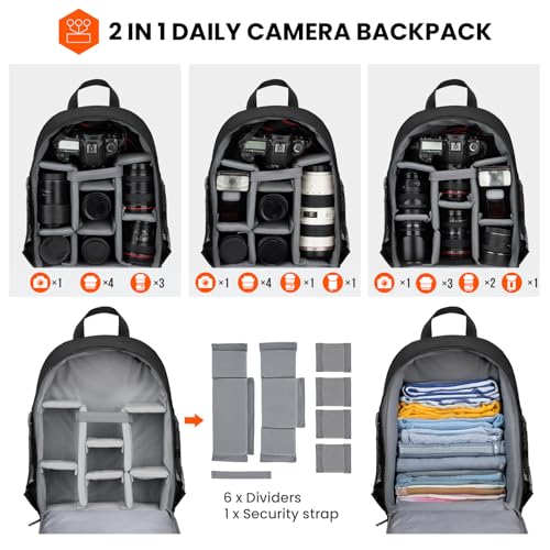 TARION Small Camera Backpack for Photographers Compact 12L Black - Image 4