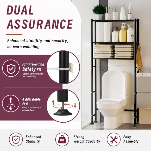 3-Tier Over The Toilet Storage Cabinet with Paper Holder - Image 4