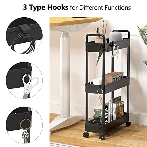 SOLEJAZZ Slim Rolling Storage Cart Skinny Bathroom Organizer, 3 - Image 4