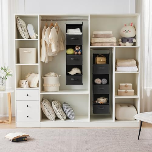 MAX Houser 6 Tier Foldable Hanging Closet Organizer with Hooks - Image 5