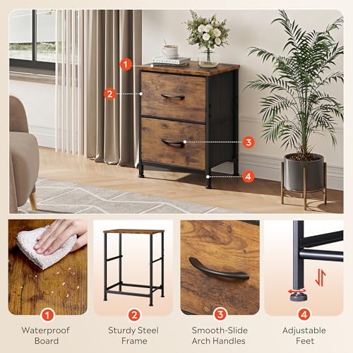 WLIVE Night Stand, Small Dresser with 2 Drawers & Wo | All Products - Image 6