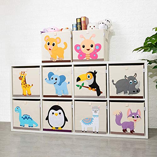 13 Inch Animal Cube Storage Bins, Foldable Fabric Kids Toy - Image 3