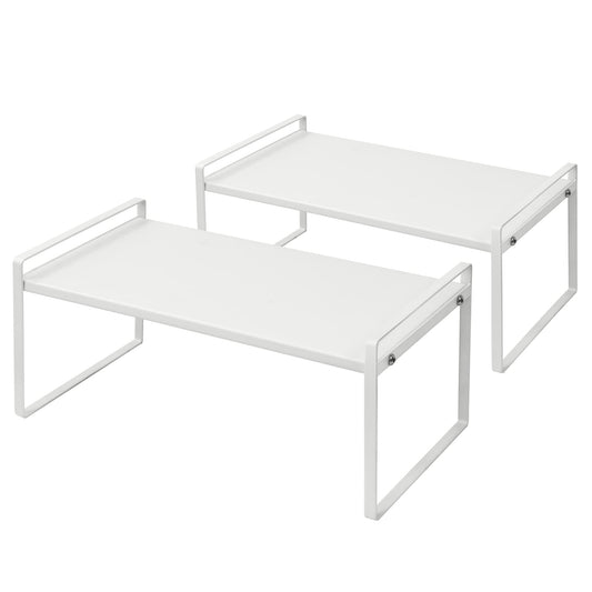 Nxconsu Stackable Cabinet Shelf Organizer 2 Pack, Standard White - Image 1