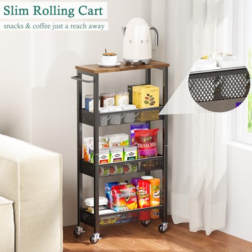 XYZLVSI Utility Slim Storage Cart, 4 Tier Kitchen Narrow Shelf - Image 6