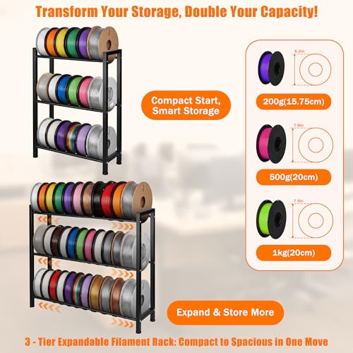 3 Tiers Expandable 3D Printer Filament Storage Rack - Image 4