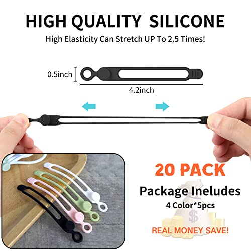 UMUST 20Pcs Silicone Cable Ties, Cable Management Cord Organizer - Image 3