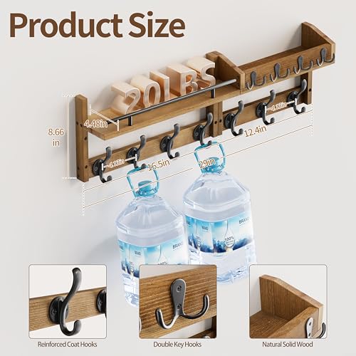 29 inch Coat Rack Wall Mount with Shelf, Entryway Wall - Image 8