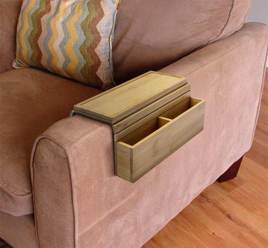 Couch Arm Tray - Bamboo Couch Table Armrest with Side - Image 1