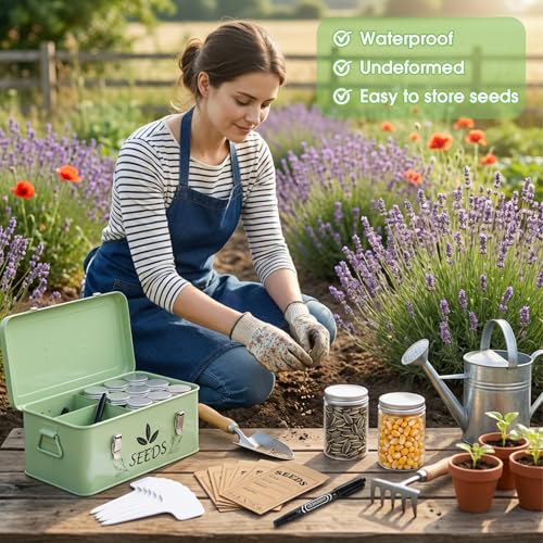 Seed Storage Organizer, Metal Garden Seed Storage Box Kit - Image 5