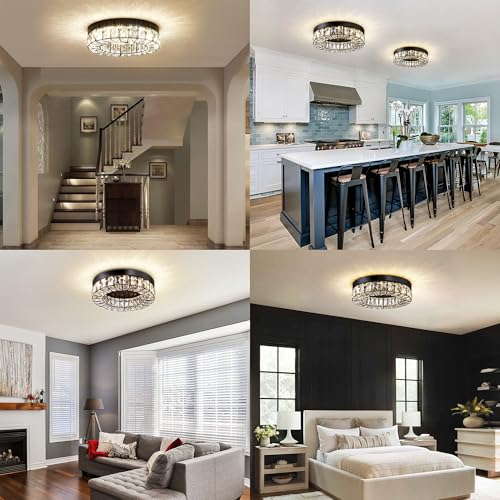 MEXO Crystal LED Flush Mount Ceiling Light Fixtures Modern Black - Image 6