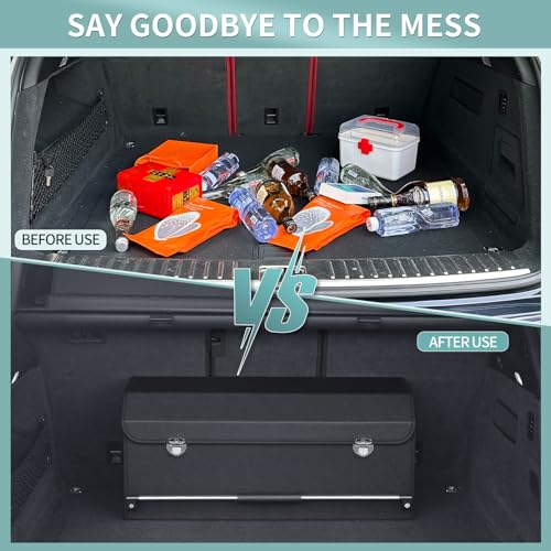 Car Trunk Organizer Leather Car Storage Organizer with Lid - Image 5